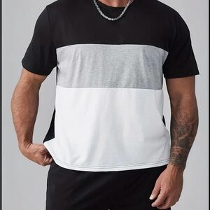 Men's Black, Gray, and White Colorblock T-Shirt 3XL